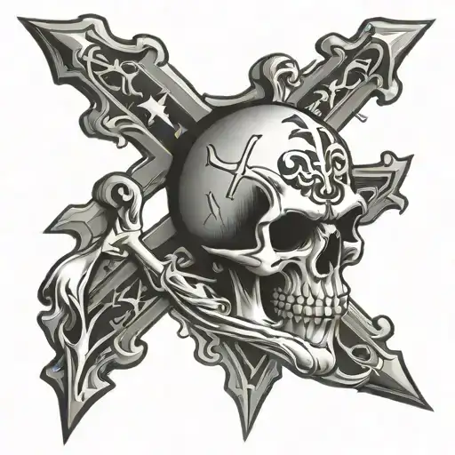 Evil Skull And Crossbones Over A Christian Cross