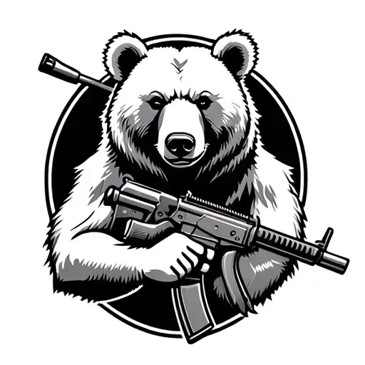 Bear Holding Ak 47 Rifle
