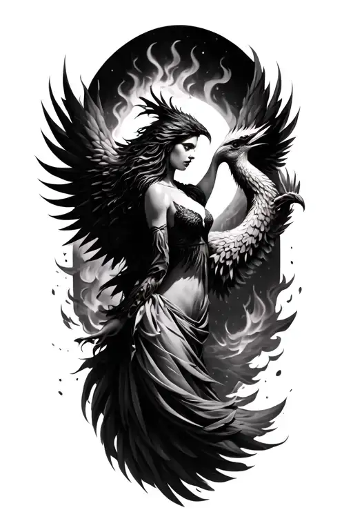 Woman Pheonix Rising From The Ashes
