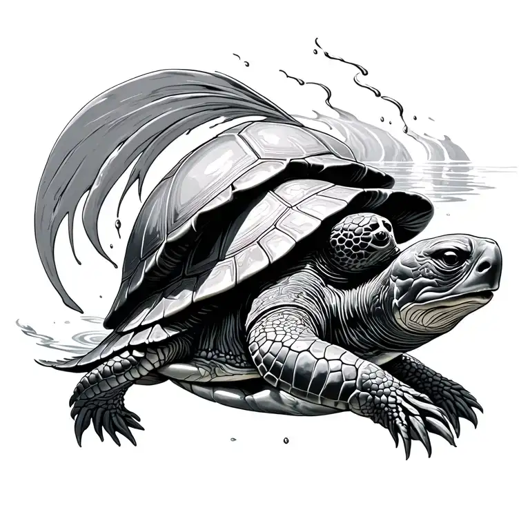 Poseidon In Water Holding Turtle Shell