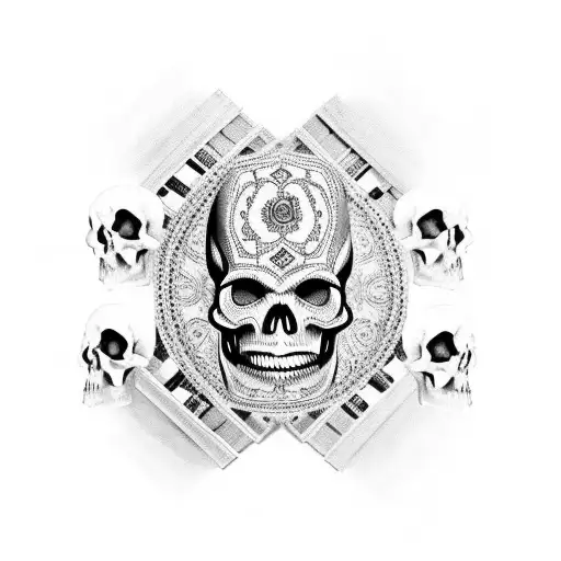 Skull Charro Playing Accordion Full Body