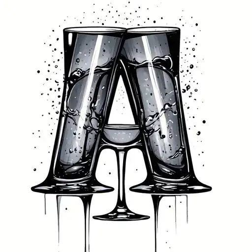 Abstract Letter A With Glasses Clinking Together
