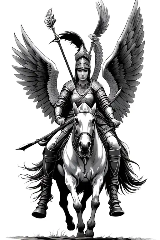 Winged Female Hussar Warrior Riding Into Battle