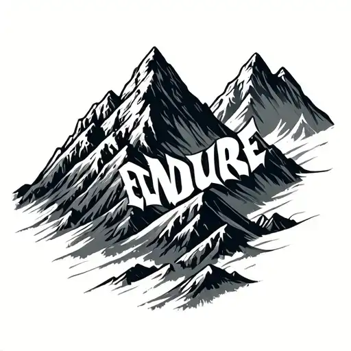 The Word Endure In The Shape Of Mountain Range