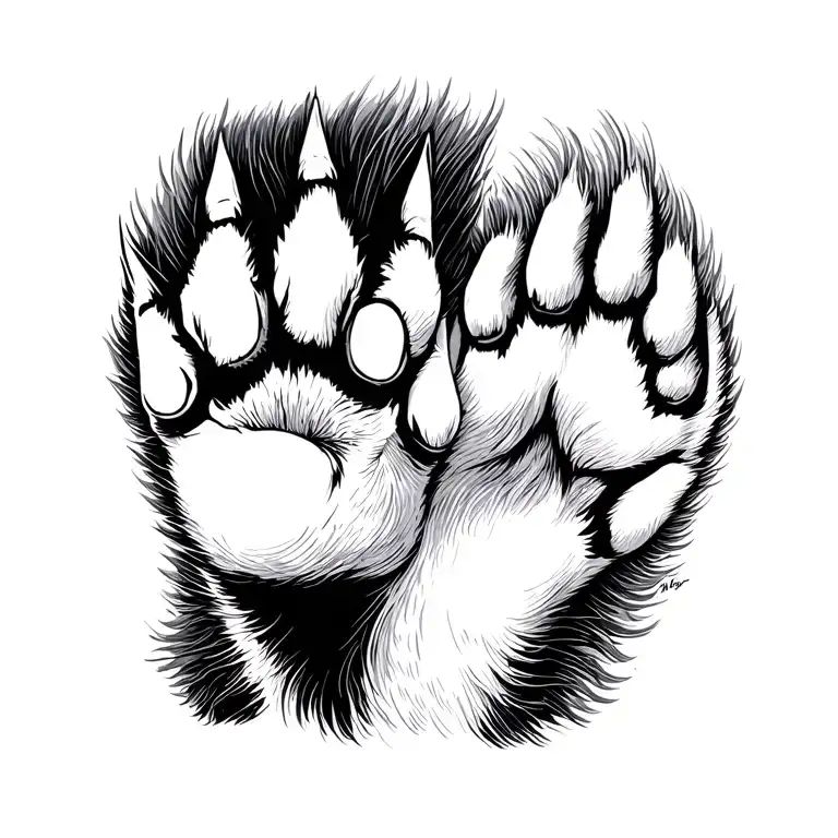A Dog's Paw And A Quinconce Cat's Paw