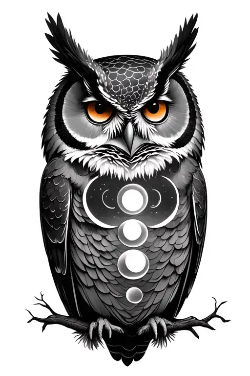 Moon Phases With Owl