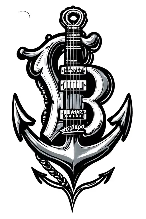 Fender Guitar Neck Ends In An Anchor With The Letter B