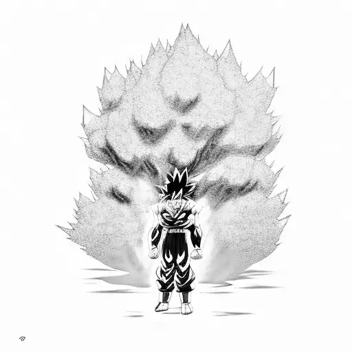 Goku Holding A Tree In His Back
