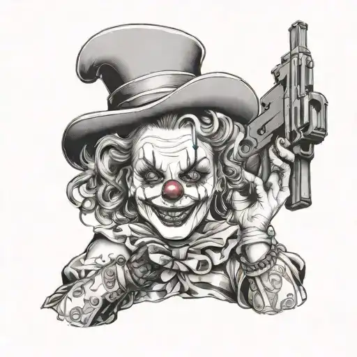 Clown Girl Holding Gun