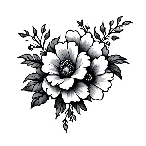 Flowers Tattoo With Hidden Disney Symbols