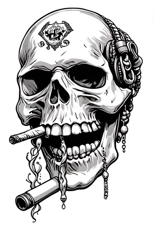 Gangsta Skull With A Joint Hanging Out The Mouth