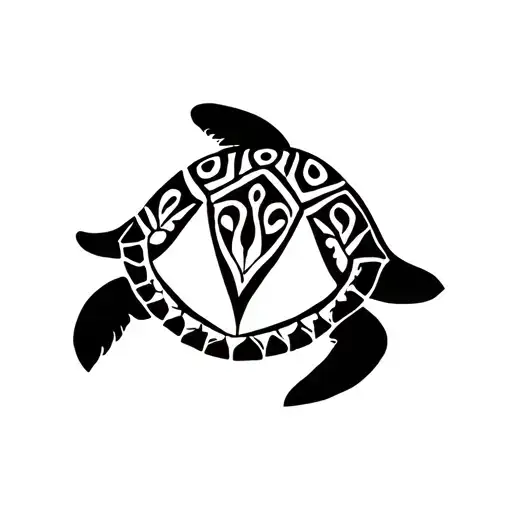 Turtle Black And White Maori Tribal