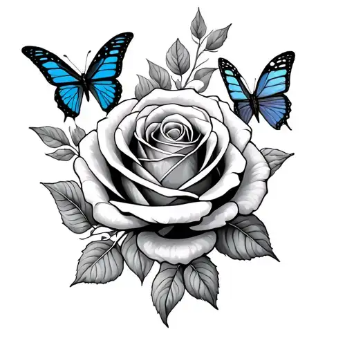 Rose Surrounded By Butterfly