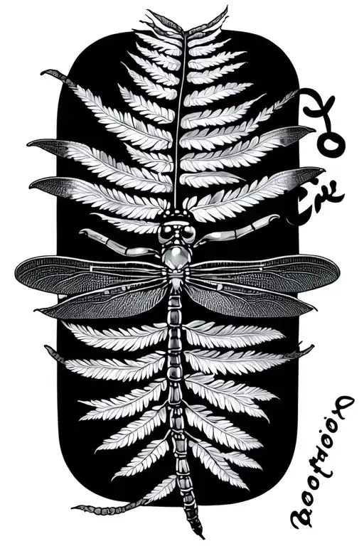 Silver Fern Behind Dragonfly With Cooper Written Outside Forearm