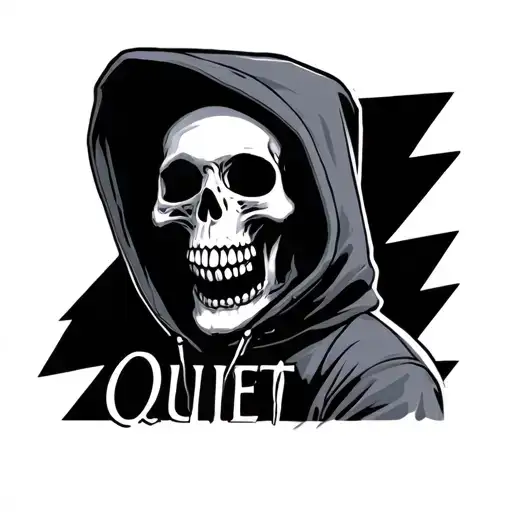 Skull Wearing Hoodie Saying Quiet