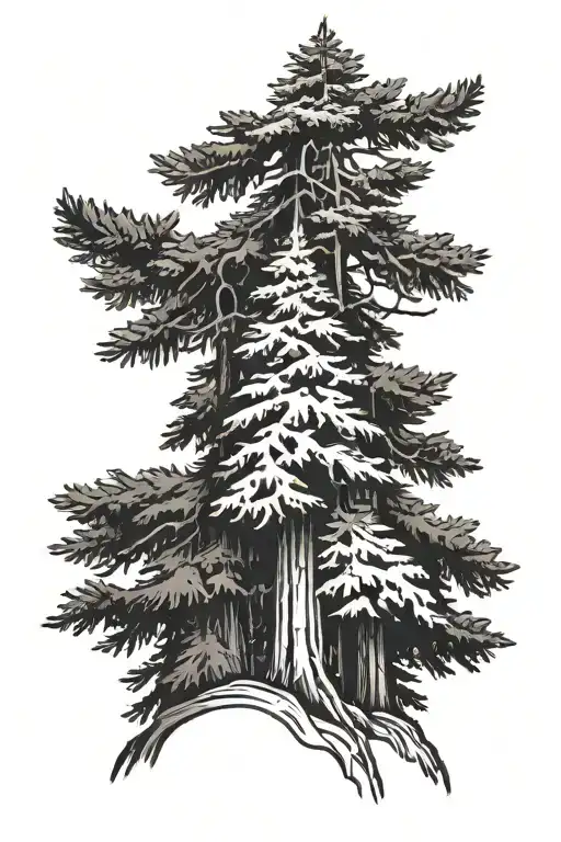 Redwood Trees With Christmas Tree