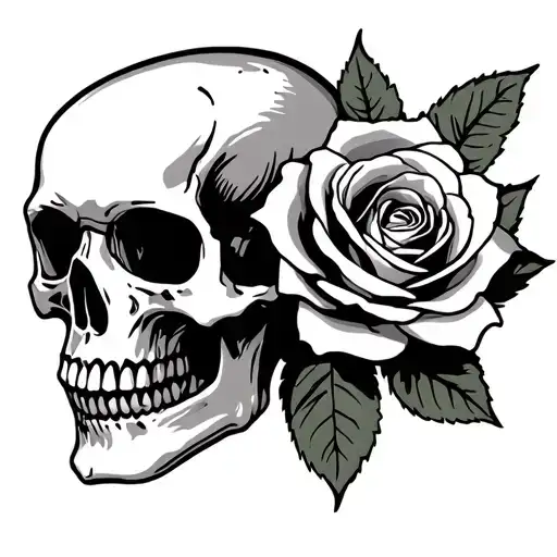 Skull And Rose With Date
