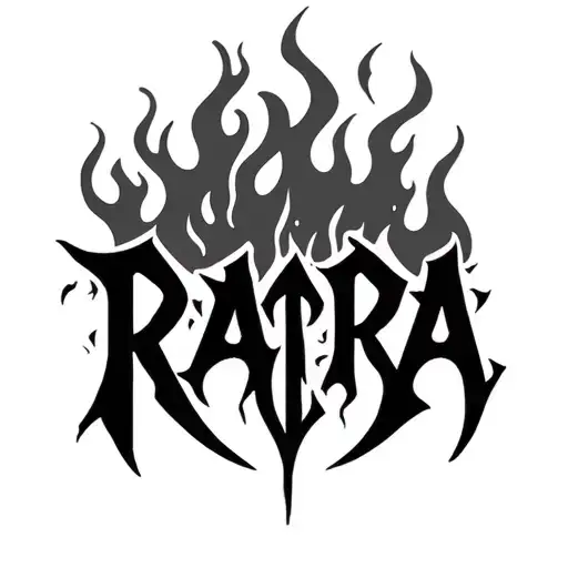 Word Rara In Gothic With Flames On Top