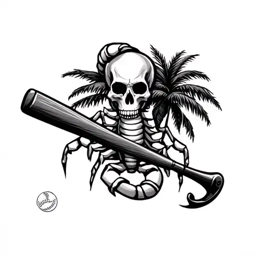Skull Scorpion Baseball Bat Palm Tree