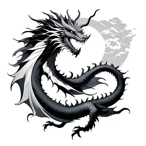 Dragon Of Strength Represents Heaven And Grown Sun And Tree