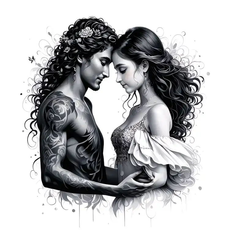 Son And Daughter Dancing Figure Surrounded