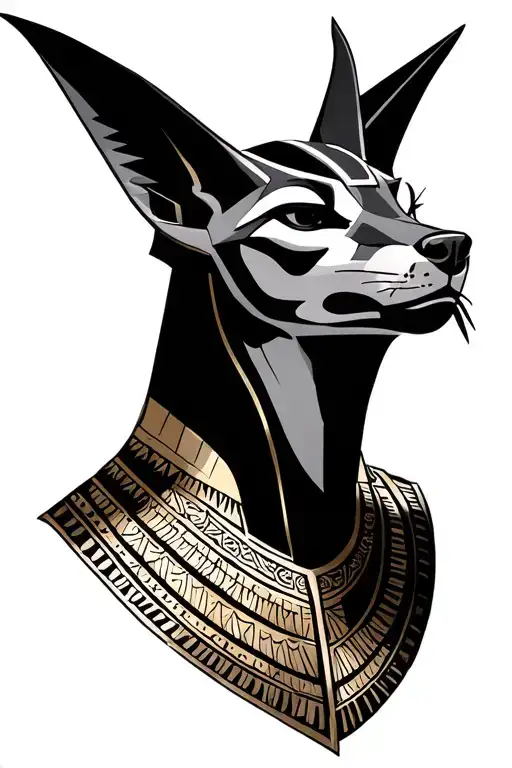 The Evil Anubis Is A Male Egyptian God With A Jackal Face Looking Full-face In Black And White