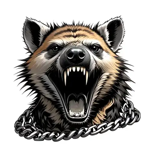 Hyenching Head With Open Mouth And A Chain Necklace