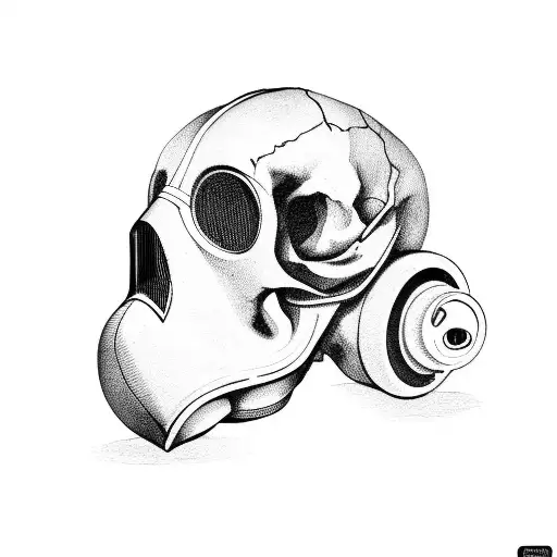 A Skull With A Gas Mask