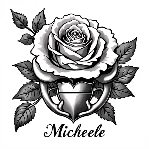 Irish Rose Tattoo With Claddagh And Name Michele