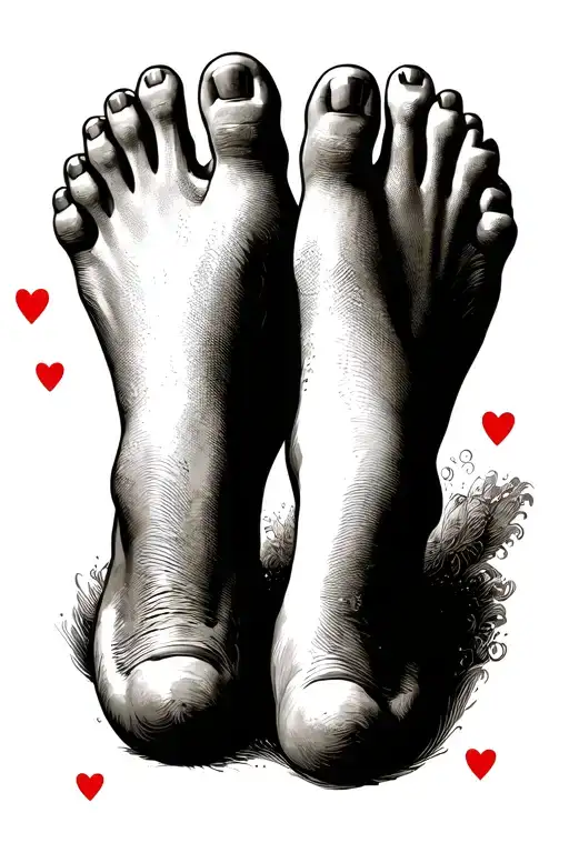 3 Children's Feet On Hearts Cards