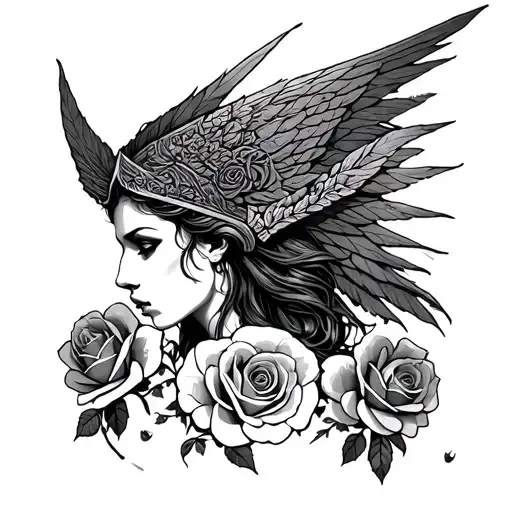 Valkyrie In A Field Of Roses