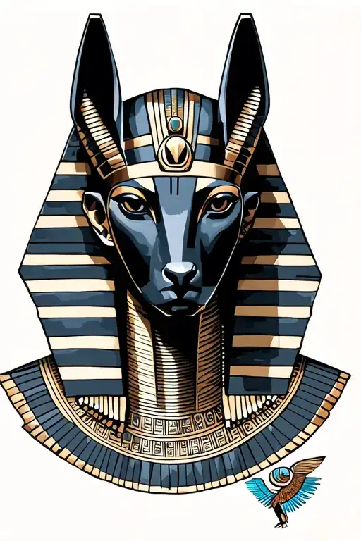 Anubis With Egyptian Background Black