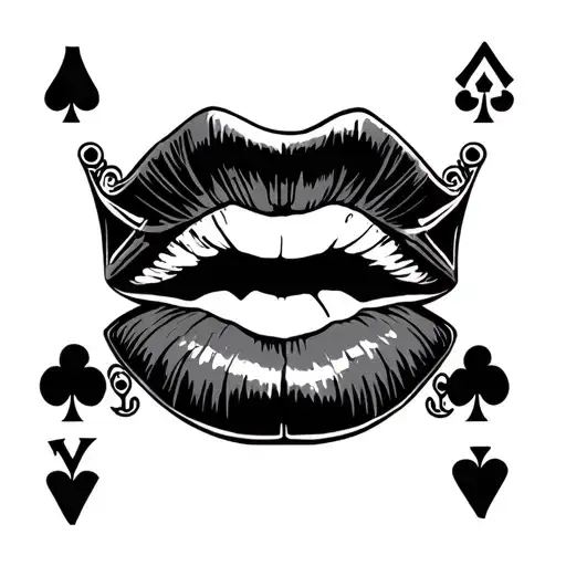 Kiss Lips With Cards King Symbol