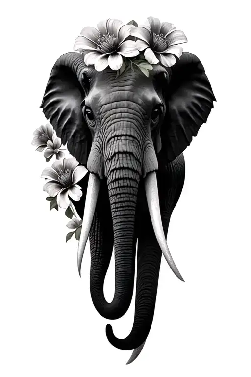 Real Elephant Head And 7 Franginanier Flowers