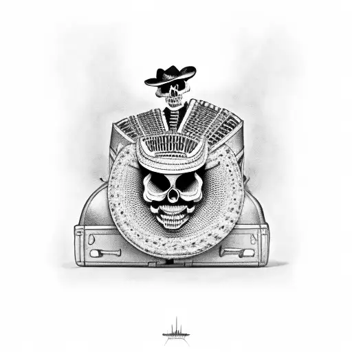 Skull Charro Playing Accordion