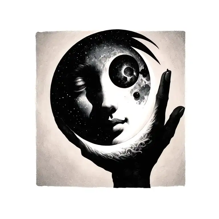 Small Moon On The Doll Of The Hand