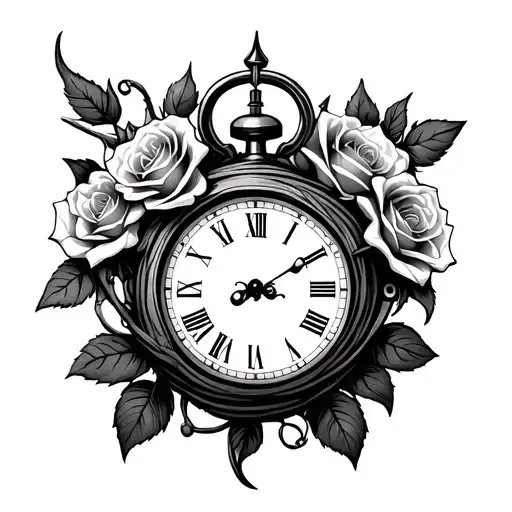 Roses With Thorn Vine Wrapping Stop Watch With Time