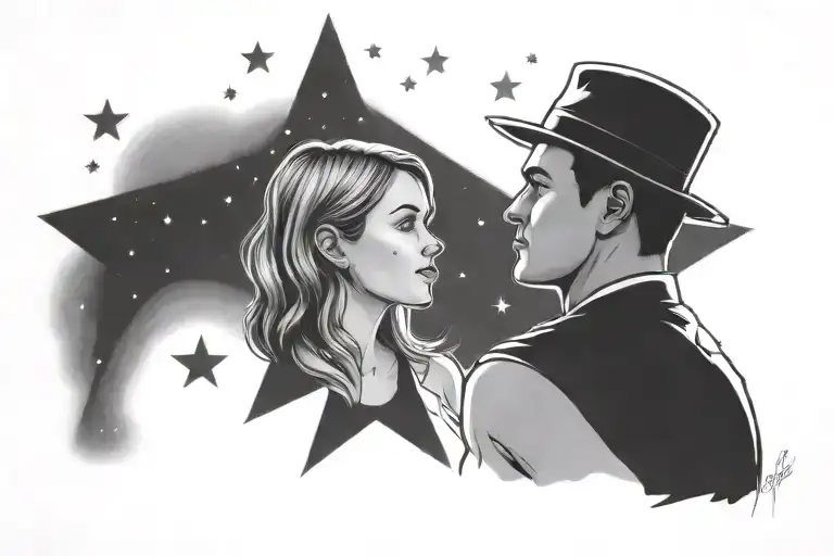 Dad And Adult Daughter Under The Stars Shining Bright