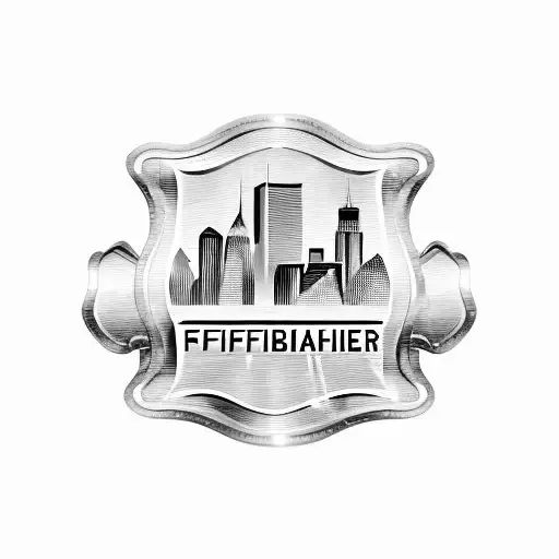 A Firefighter Emblem With The New York Skyline In The Background