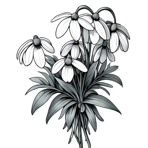 Snowdrop Larkspur Daisy Bouquet