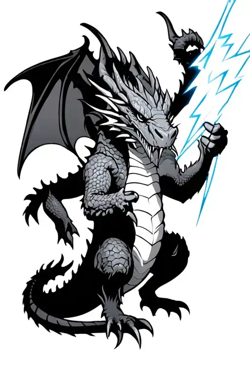 Dragon Holding A Lightning Bolt
