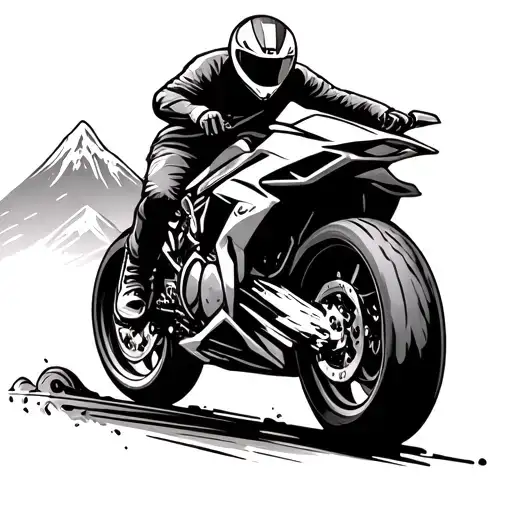 A Motorbike Doing A Wheelie With Mountains In The Background