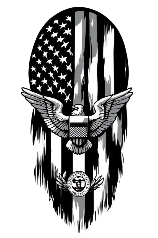 Background American Flag Coast Guard In Front View