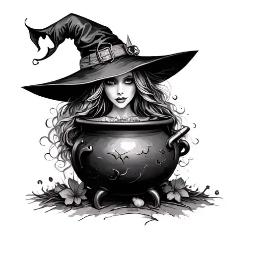 Pretty Witch And Cauldron