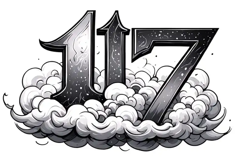 Number 17 That Comes Out Of A Cloud