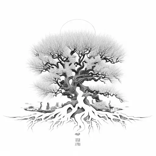 Intricate Branches Forming A Sleeve Design With A Hidden Willow Tree