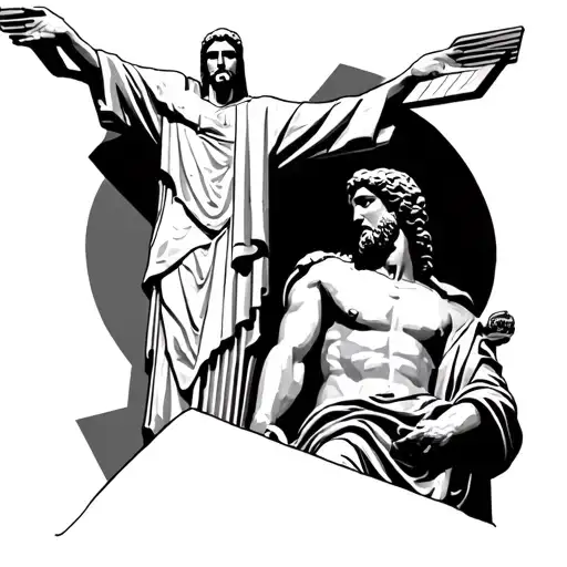 Christ The Redeemer Statue And A Male Sculpter