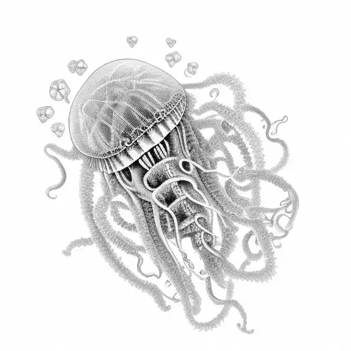 Jelly Fish With Human Heart And Dna Double Helix