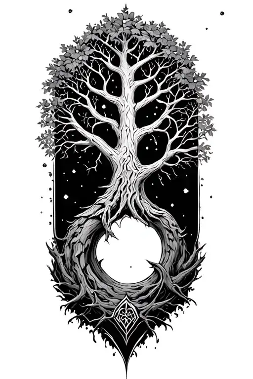 Norse Tree Of Life With Space Surrounded