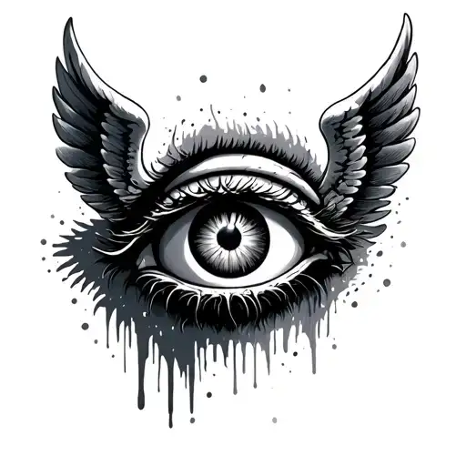 Eye With Angel Wings Of Blind Demon Underneath